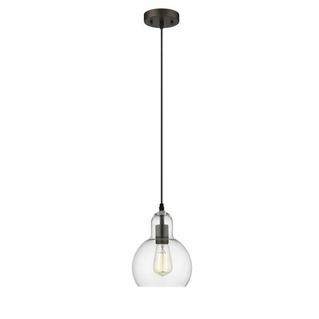 FEELTHEGLOW Leilani Transitional 1 Light Rubbed Bronze Mini Ceiling Pendant - 7.5 in. FE2542718
